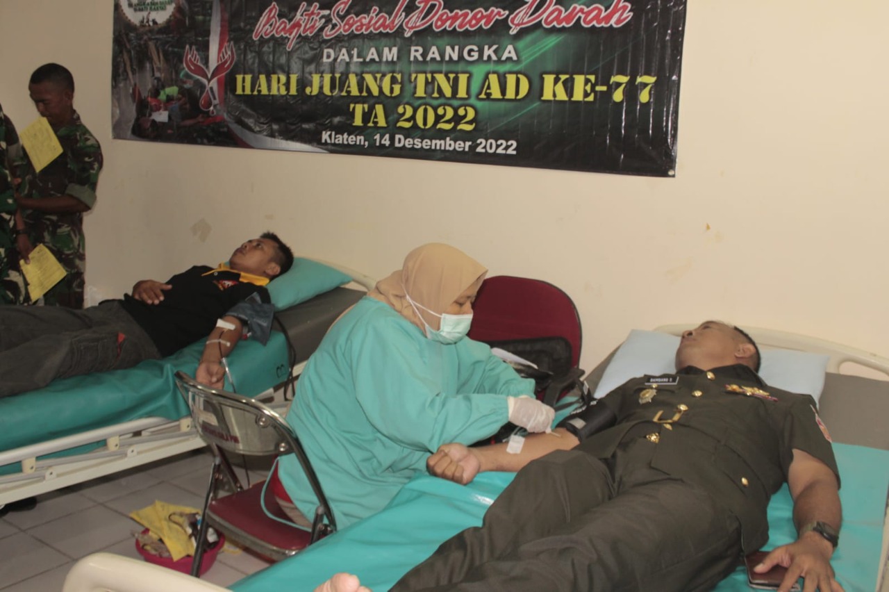Kodim Klaten Donor Darah Saat Hari Juang TNI AD
