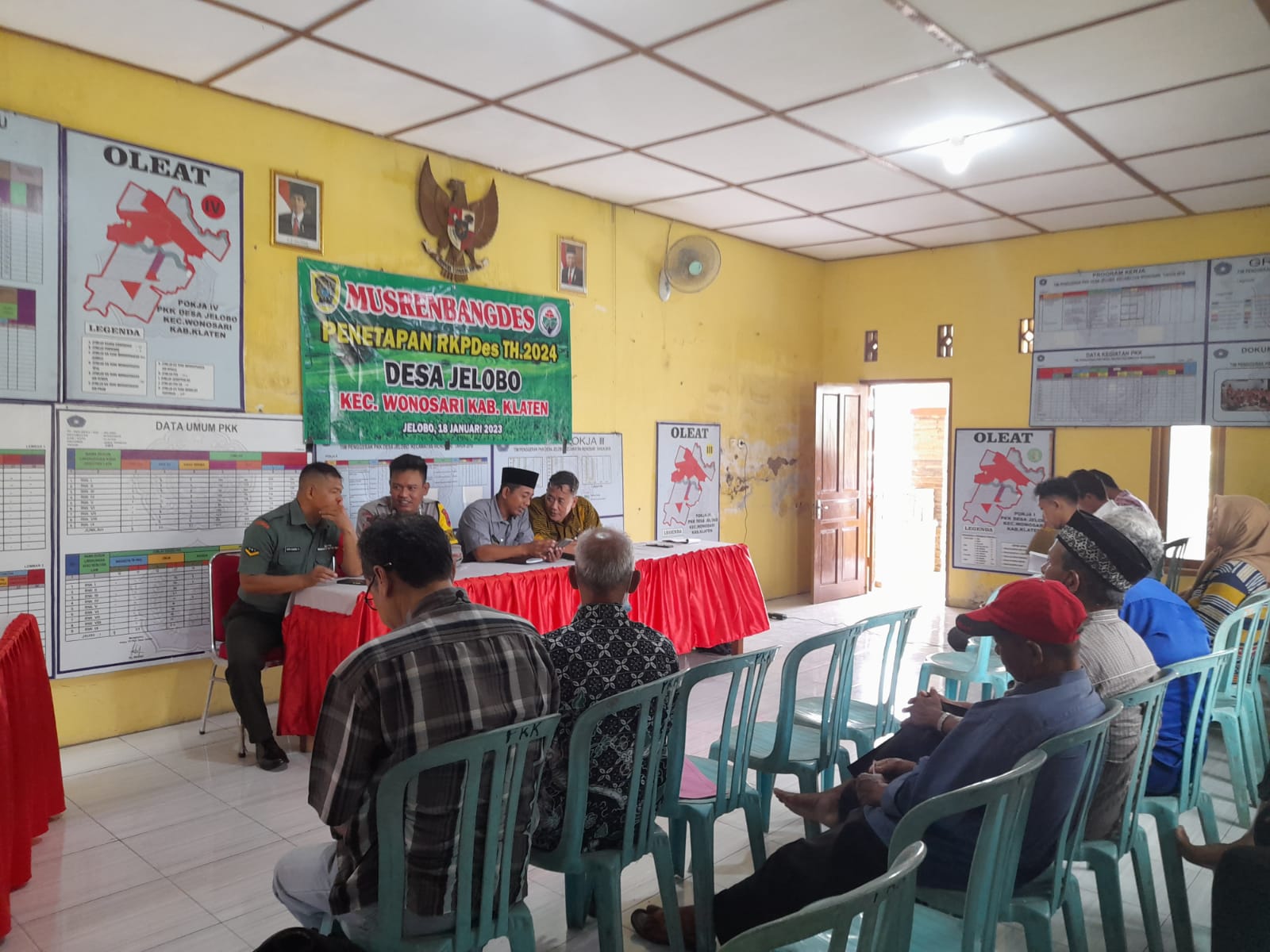 Babinsa Wonosari Hadiri Musrenbangdes Penetapan Rkp Desa Tahun 2024 Desa Jelobo