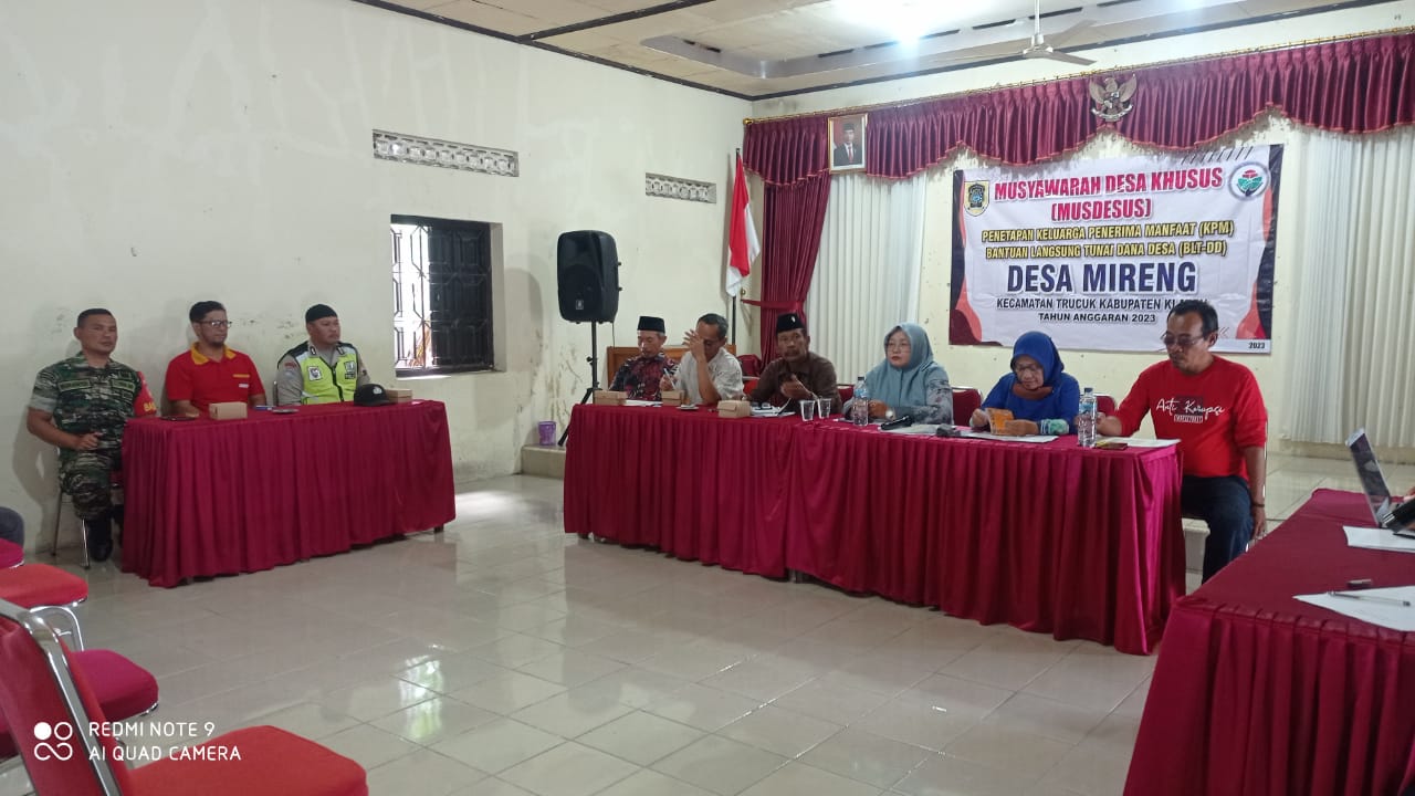 Harapan Babinsa Trucuk Hadiri Musdessus Validasi Penetapan BLT Dana Desa Mireng 2023