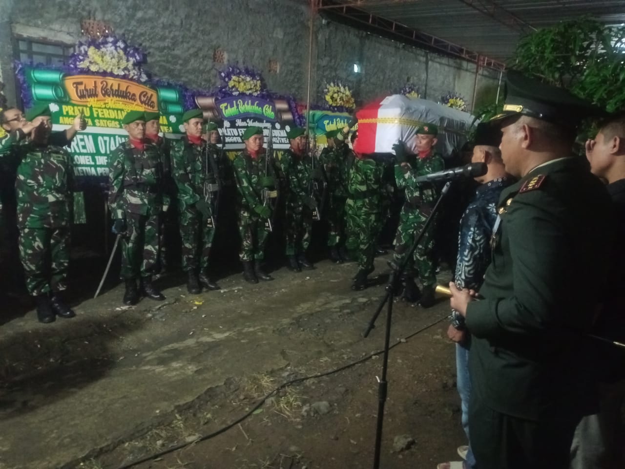 Dandim Klaten Pimpin Penyambutan Jenazah Pratu Ferdian Dwi Sukma