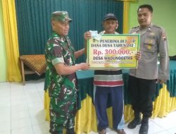 Babinsa Wonosari Monitoring Penyaluran BLT DD Tahap VII 2023 Desa Wadunggetas