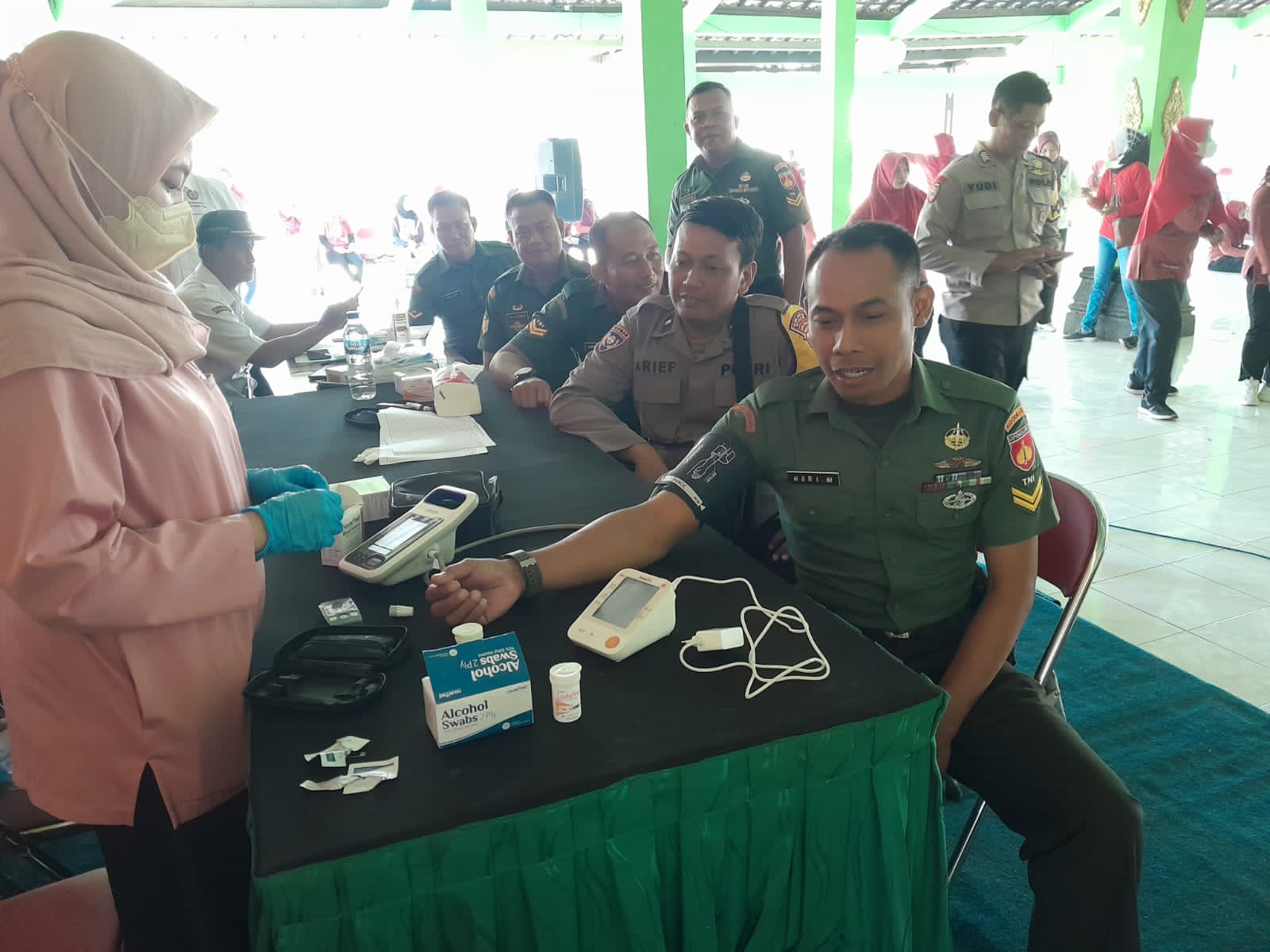 Anggota Koramil Prambanan Ikuti Germas Screening Kesehatan Penyakit Tidak Menular