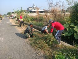 Ciptakan Lingkungan Bersih, Koramil 03/Delanggu Gotong Royong Bersihkan Parit Desa Krecek