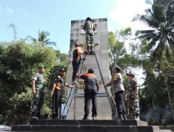 Sambut HUT Ke-78 TNI, Kodim 0723/Klaten Bersihkan Monumen Markas Besar Komando Djawa