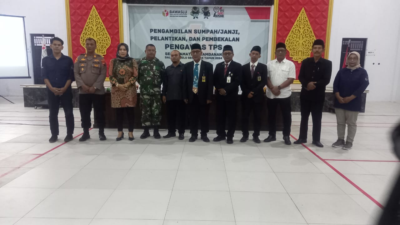 Danramil 09 Prambanan Bersama Forkopimcam Hadiri Pengambilan Sumpah Pengawas TPS Se Kecamatan Prambanan