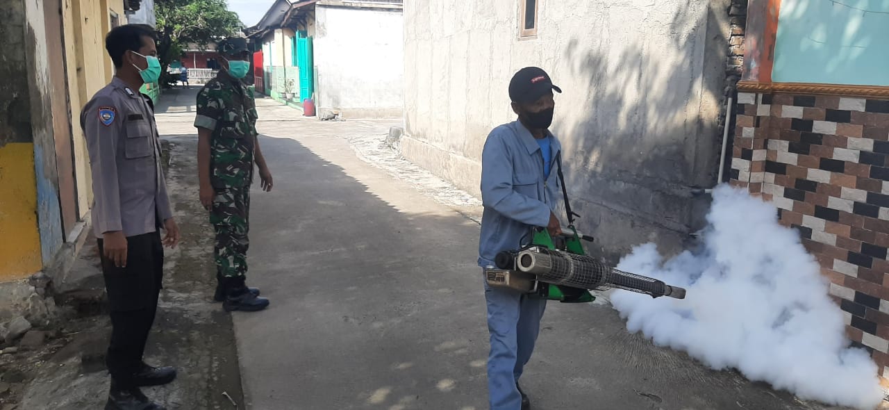 Cegah Penyebaran Penyakit Demam Berdarah, Babinsa Wonosari Dampingi Fogging Dinas Kesehatan