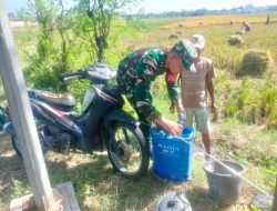 Babinsa Koramil Prambanan Ringankan Beban Petani Binaan Bantu Penyemprotan Herbisida (Gulma)