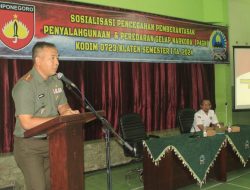 Kodim 0723 Klaten Gelar Sosialisasi P4GN Bersama BNN Provinsi Jawa Tengah
