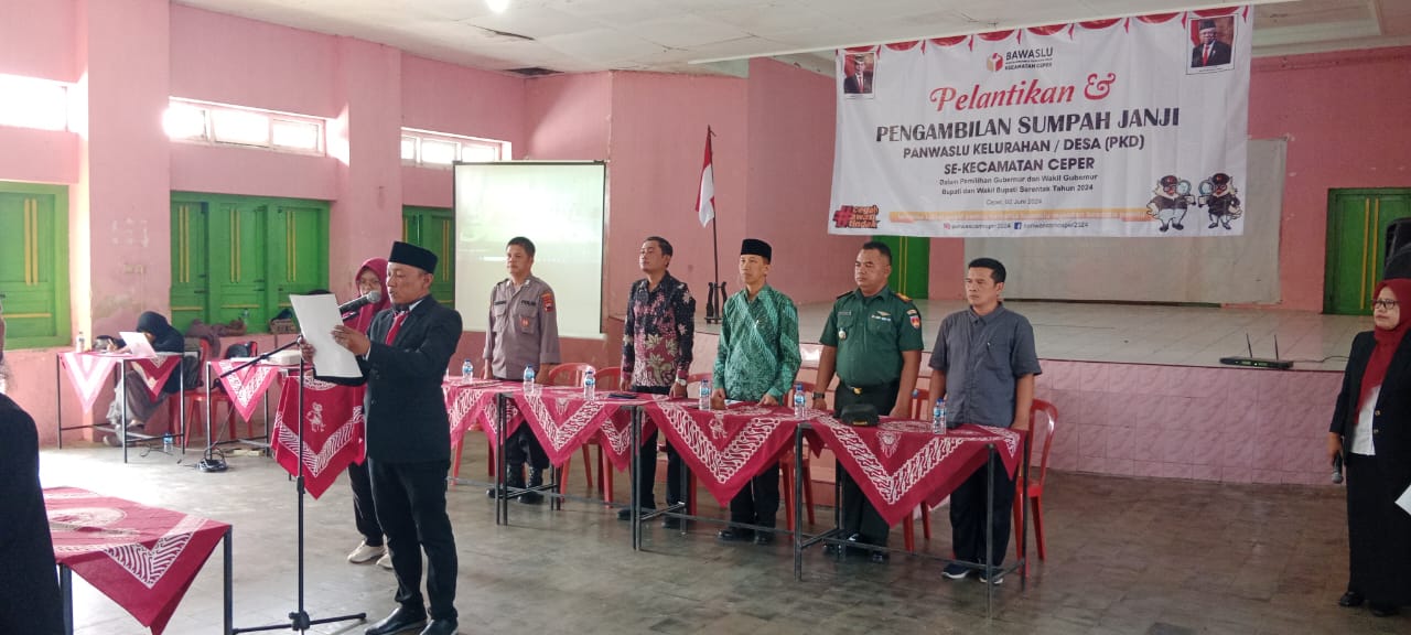 Danramil 23/Ceper Hadiri Pelantikan dan Pembekalan Panwaslu Desa Untuk Pilkada 2024