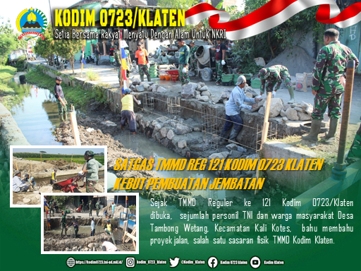 Satgas TMMD Reg 121  dan Warga Kebut Proyek Pembuatan Jembatan Program TMMD