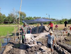 Babinsa Desa Wadunggetas Klaten Dampingi Pembuatan Irigasi Pertanian