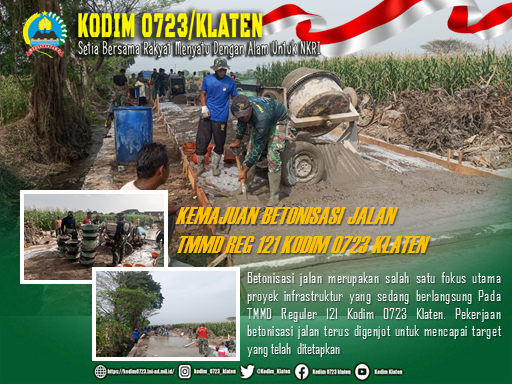 Kemajuan Betonisasi Jalan Pada TMMD Reg 121 Kodim Klaten