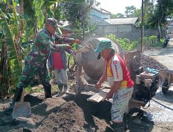 Tingkatan Infrastruktur, Babinsa Bersama Warga Karya Bakti Cor Jalan Desa Wadunggetas Klaten