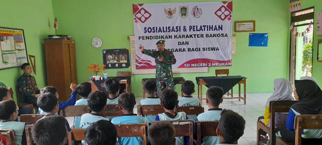 SDN Melikan Klaten terima Sosialisasi Dan Pelatihan Pendidikan Karakter Bangsa Oleh Koramil Wedi