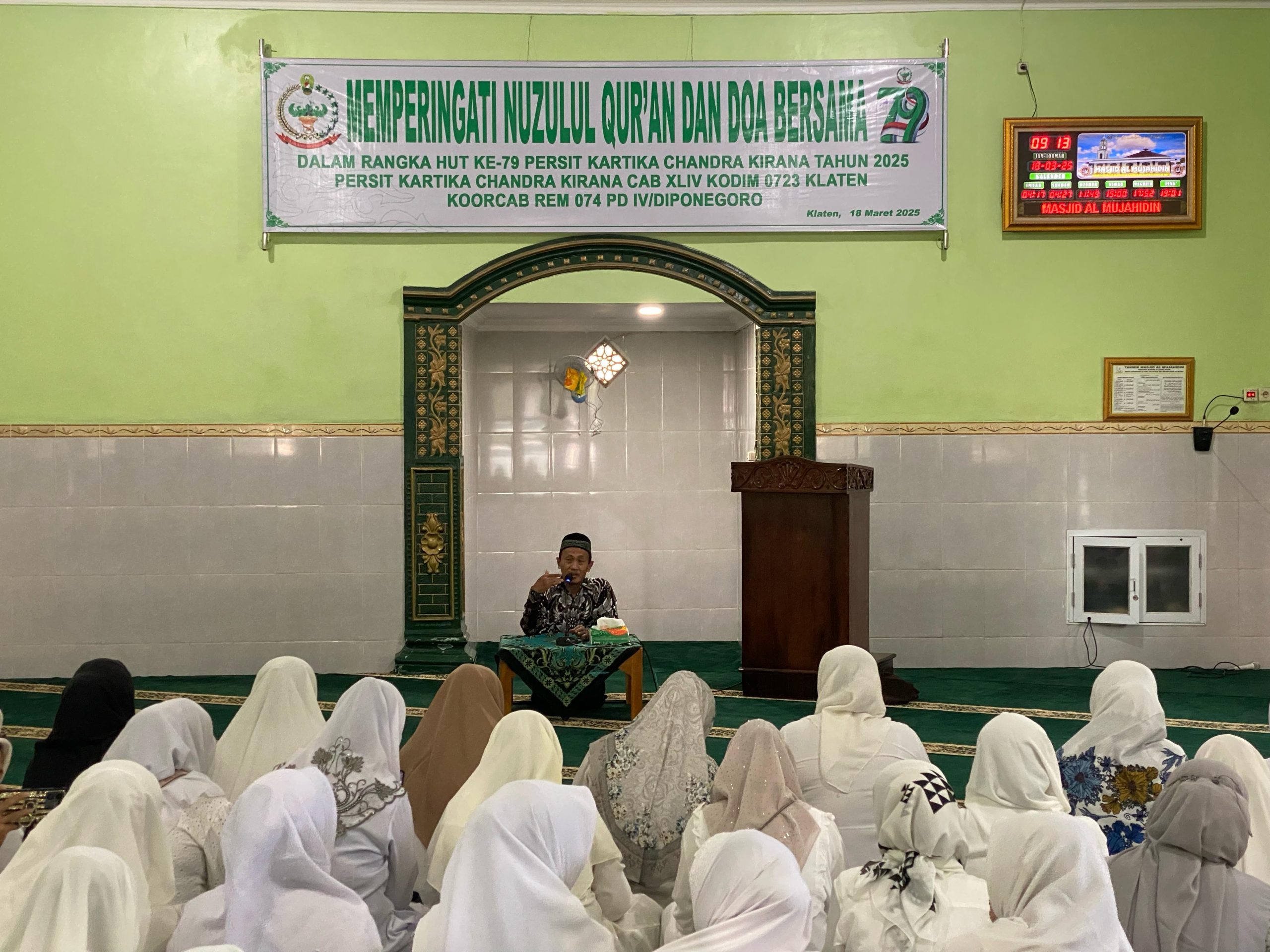 Peringatan HUT Ke-79 Persit Kartika Chandra Kirana, Persit KCK Cab XLIV Kodim 0723 Klaten Gelar Pengajian Nuzulul Quran Dan Doa Bersama