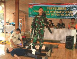 Kodim 0723/Klaten Gelar Pelatihan Kesiapsiagaan Mitigasi Bencana Di Lereng Merapi Desa Balerante, Kemalang