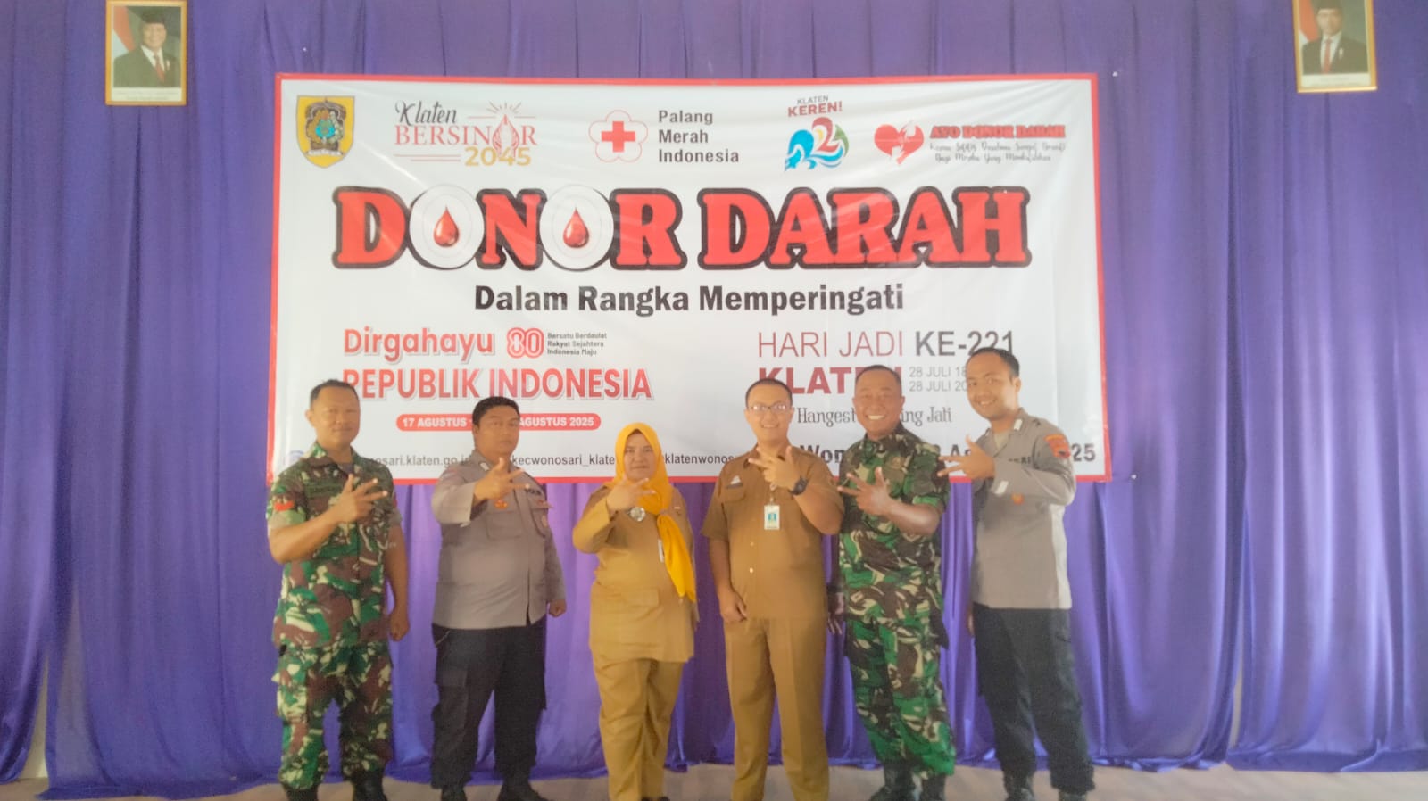 Koramil 22 Wonosari Sukseskan Donor Darah Peringatan Hari Jadi Klaten Ke-221 Dan HUT Ke-80 RI