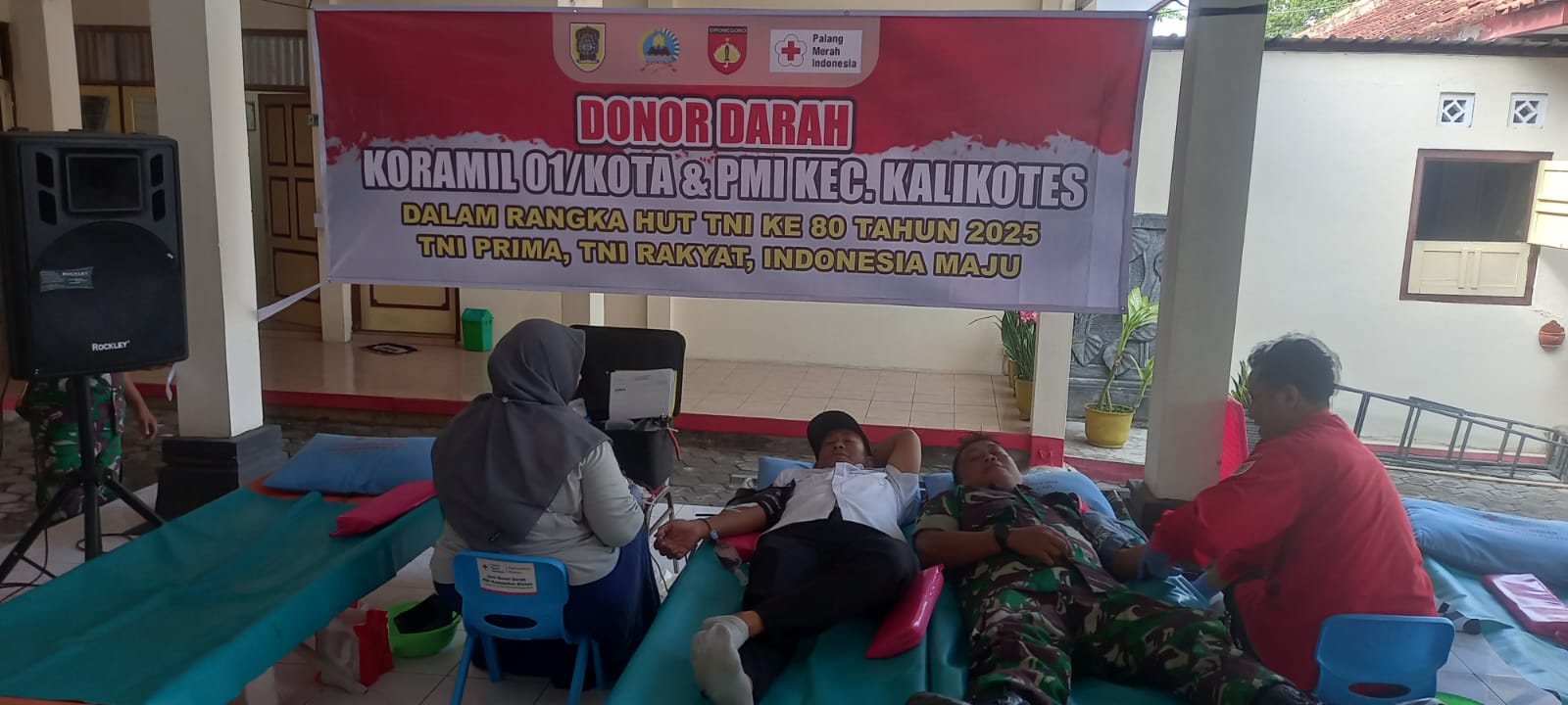 Wujud Kepedulian, Koramil Kota Klaten Gelar Donor Darah Bersama PMI Kalikotes