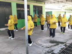  Jaga Kebugaran, Persit Koramil Wonosari Gelar Senam Aerobik