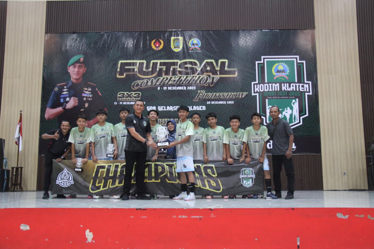 Final Futsal Kodim Klaten Sport Fest 2025 Resmi Ditutup, Ribuan Warga Padati GOR Gelarsena