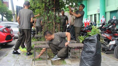 Jaga Asri Fasilitas Umum, Kodim 0723/Klaten Gelar Aksi Bersih Stadion Trikoyo