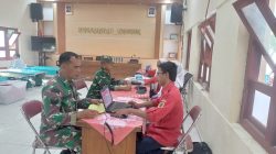 Anggota Koramil 19/Trucuk Ikut Donor Darah Kemanusiaan Di Aula Kecamatan Trucuk