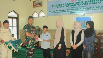 Peringati HUT Ke-60 Korem 074/Warastratama, Kodim 0723/Klaten Gelar Doa Bersama Dan Santunan Anak Yatim Piatu