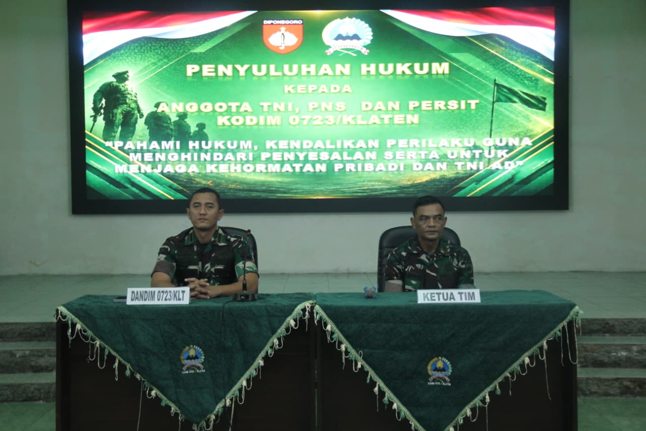 Kodim 0723/Klaten Perkuat Kesadaran Hukum Prajurit, PNS Dan Persit Melalui Penyuluhan Hukum