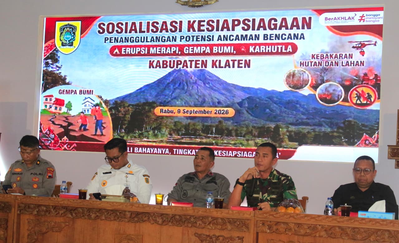 Dandim 0723/Klaten Hadiri Sosialisasi Kesiapsiagaan Penanggulangan Bencana Di Klaten
