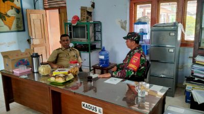 Babinsa Jimbung Perkuat Sinergi Dengan Perangkat Desa, Sampaikan Ini