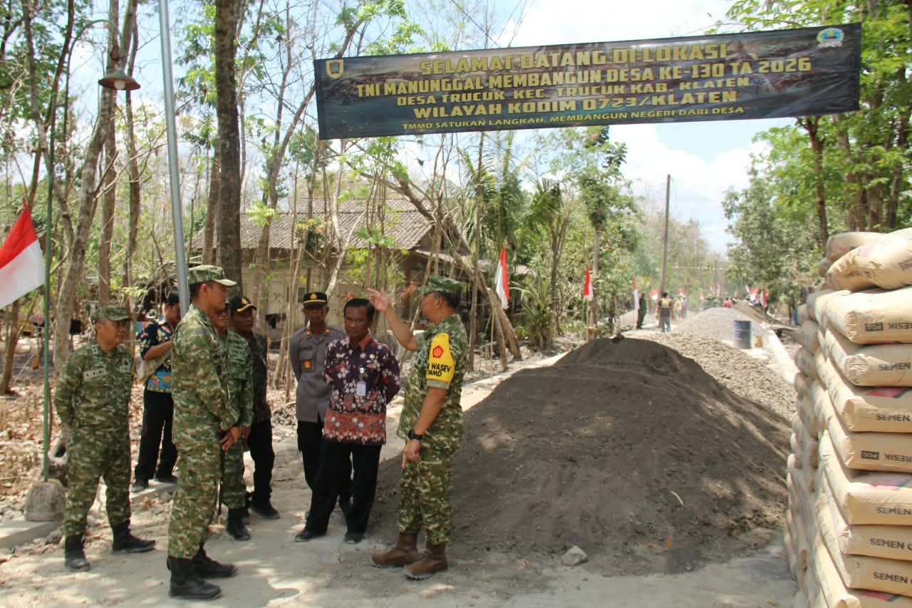 Betonisasi TMMD Reg 130 Kodim Klaten Jadi Sasaran Kunjungan Tim Wasev Mabesad