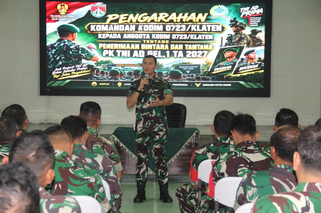 Dandim 0723/Klaten Tekankan Babinsa Sosialisasikan Penerimaan Bintara Dan Tamtama TNI AD, Gratis Tanpa Biaya