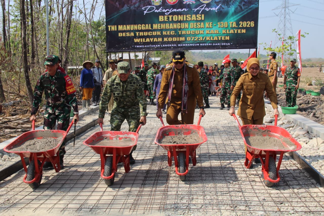 TMMD Reguler ke-130 Kodim 0723/Klaten Sasar Betonisasi 686 Meter dan Talud 855 Meter